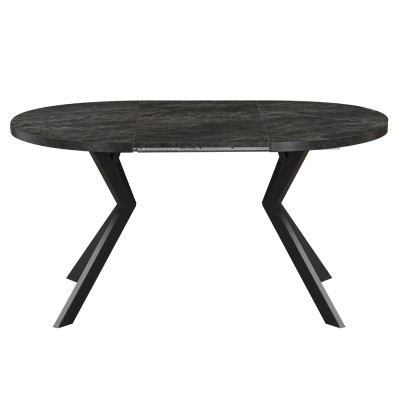 Masă de sufragerie extensibilă, beton închis/negru, 100-250x75,5 cm, LUKOS