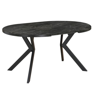 Masă de sufragerie extensibilă, beton închis/negru, 100-250x75,5 cm, LUKOS