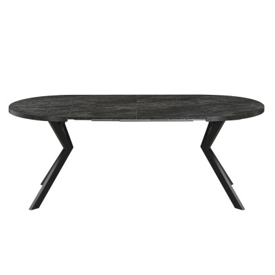 Masă de sufragerie extensibilă, beton închis/negru, 100-250x75,5 cm, LUKOS
