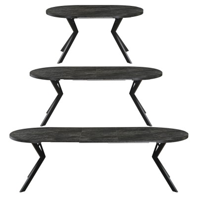 Masă de sufragerie extensibilă, beton închis/negru, 100-250x75,5 cm, LUKOS