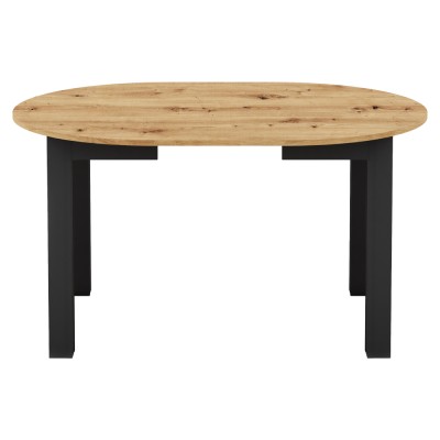 Masă de sufragerie extensibilă, stejar artisan/negru, 103-142x76 cm, HARRY