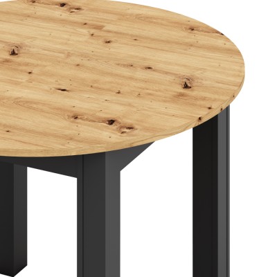 Masă de sufragerie extensibilă, stejar artisan/negru, 103-142x76 cm, HARRY