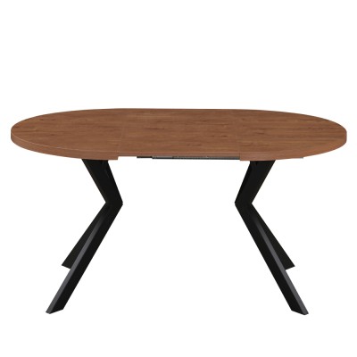 Masă de sufragerie extensibilă, stejar închis/negru, 100-250x75,5 cm, LUKOS