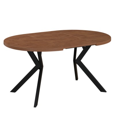 Masă de sufragerie extensibilă, stejar închis/negru, 100-250x75,5 cm, LUKOS