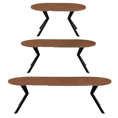 Masă de sufragerie extensibilă, stejar închis/negru, 100-250x75,5 cm, LUKOS