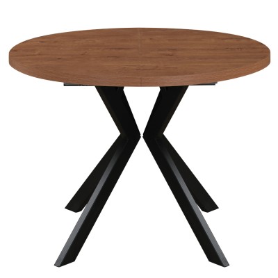 Masă de sufragerie extensibilă, stejar închis/negru, 100-250x75,5 cm, LUKOS