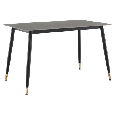 Masa de sufragerie, gri marmură/neagră/aur, 121x71 cm, FLORENC TIP 1