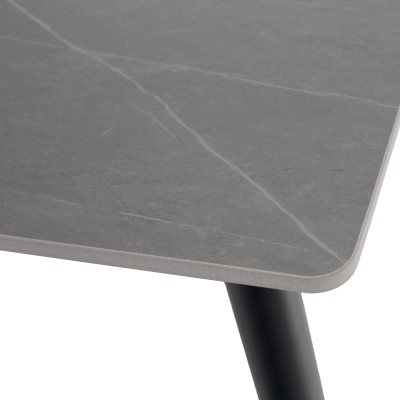 Masa de sufragerie, gri marmură/neagră/aur, 121x71 cm, FLORENC TIP 1