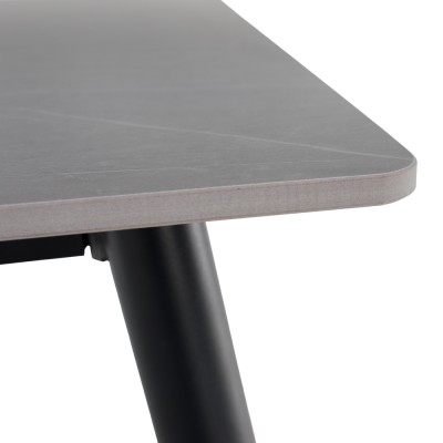 Masa de sufragerie, gri marmură/neagră/aur, 121x71 cm, FLORENC TIP 1