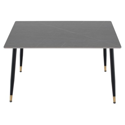 Masa de sufragerie, gri marmură/neagră/aur, 121x71 cm, FLORENC TIP 1
