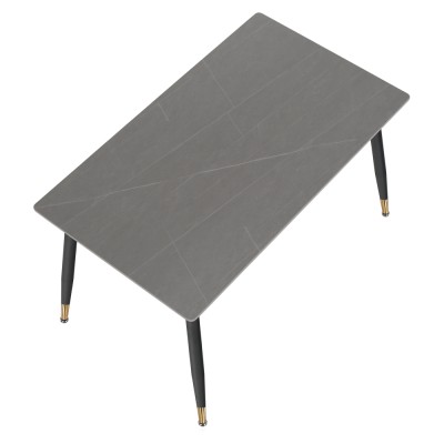 Masa de sufragerie, gri marmură/neagră/aur, 121x71 cm, FLORENC TIP 1