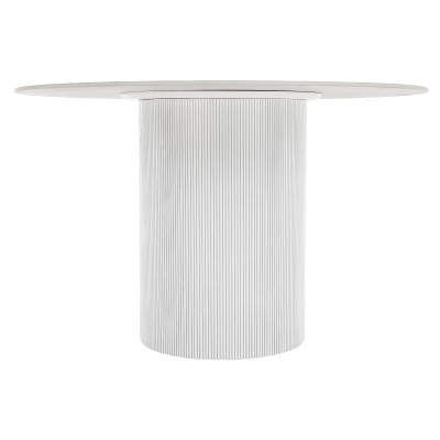 Masă de sufragerie, marmură albă/MDF, diametru 120 cm, MAHIR TIP 1