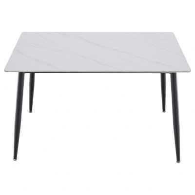 Masa de sufragerie, marmură albă/neagră, 121x71 cm, FLORENC TIP 1