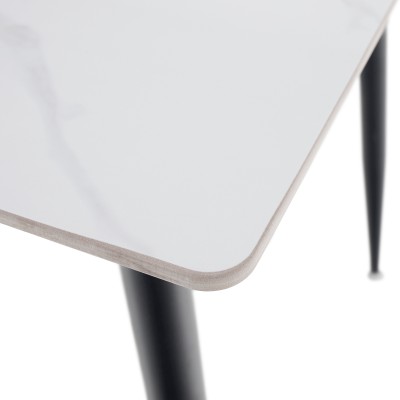 Masa de sufragerie, marmură albă/neagră, 121x71 cm, FLORENC TIP 1