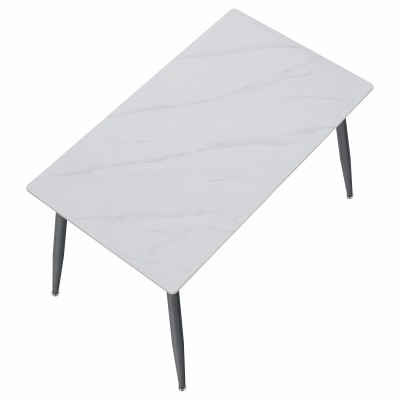 Masa de sufragerie, marmură albă/neagră, 121x71 cm, FLORENC TIP 1