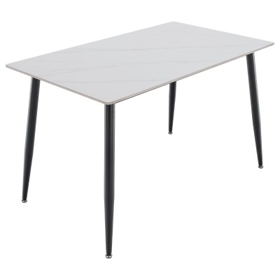 Masa de sufragerie, marmură albă/neagră, 121x71 cm, FLORENC TIP 1