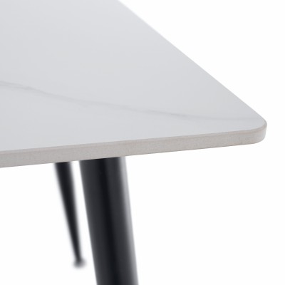 Masa de sufragerie, marmură albă/neagră, 121x71 cm, FLORENC TIP 1