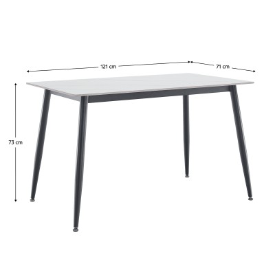 Masa de sufragerie, marmură albă/neagră, 121x71 cm, FLORENC TIP 1