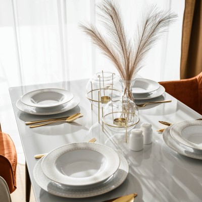 Masa de sufragerie, marmură albă/neagră, 121x71 cm, FLORENC TIP 1