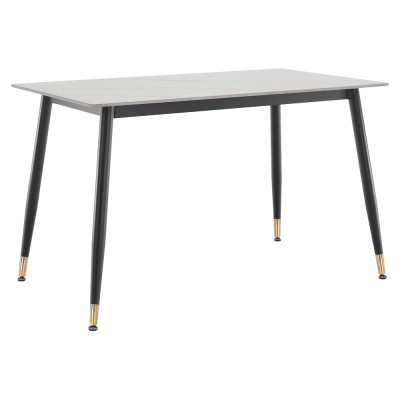 Masa de sufragerie, marmură albă/neagră/aur, 121x71 cm, FLORENC TIP 1