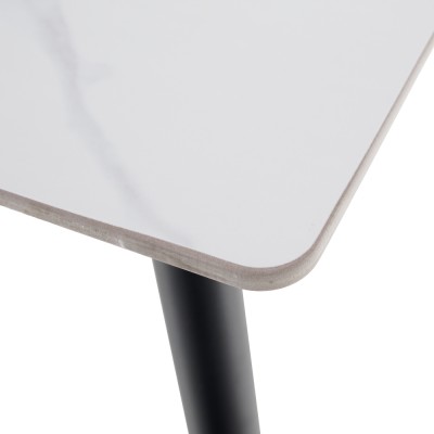 Masa de sufragerie, marmură albă/neagră/aur, 121x71 cm, FLORENC TIP 1