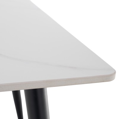 Masa de sufragerie, marmură albă/neagră/aur, 121x71 cm, FLORENC TIP 1