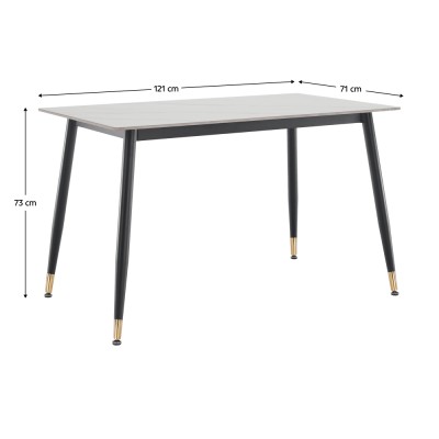 Masa de sufragerie, marmură albă/neagră/aur, 121x71 cm, FLORENC TIP 1