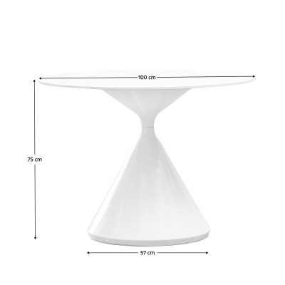 Masă de sufragerie, marmură deschisă/albă, diametru 100 cm, VALER TYP 2
