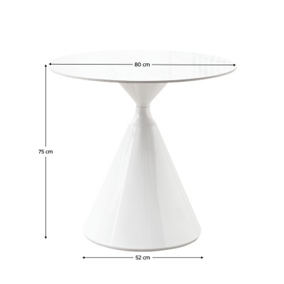 Masă de sufragerie, marmură deschisă/albă, diametru 80 cm, VALER