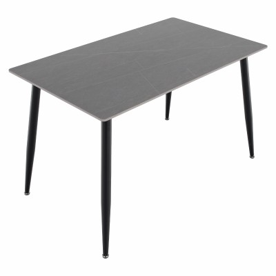 Masa de sufragerie, marmură gri/neagră, 121x71 cm, FLORENC TIP 1