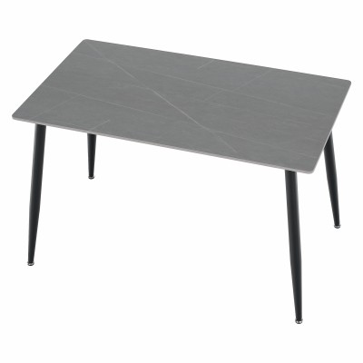 Masa de sufragerie, marmură gri/neagră, 121x71 cm, FLORENC TIP 1
