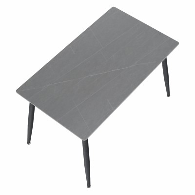 Masa de sufragerie, marmură gri/neagră, 121x71 cm, FLORENC TIP 1