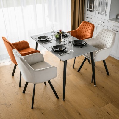 Masa de sufragerie, marmură gri/neagră, 121x71 cm, FLORENC TIP 1