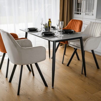 Masa de sufragerie, marmură gri/neagră, 121x71 cm, FLORENC TIP 1