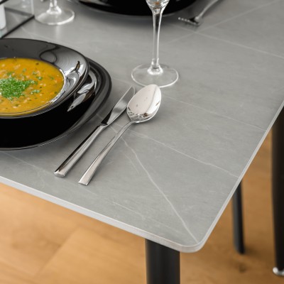 Masa de sufragerie, marmură gri/neagră, 121x71 cm, FLORENC TIP 1