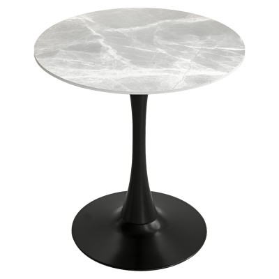 Masă de sufragerie, marmură gri/negru, diametru 90 cm, LORIAN TYP 1