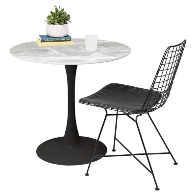 Masă de sufragerie, marmură gri/negru, diametru 90 cm, LORIAN TYP 1