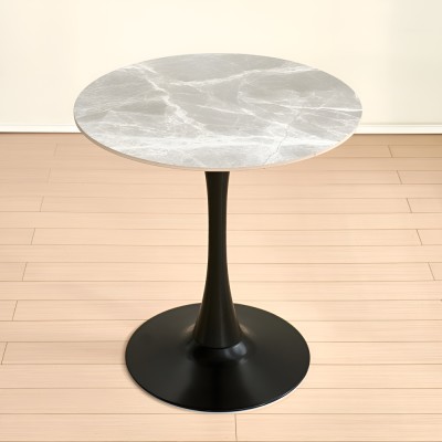 Masă de sufragerie, marmură gri/negru, diametru 90 cm, LORIAN TYP 1