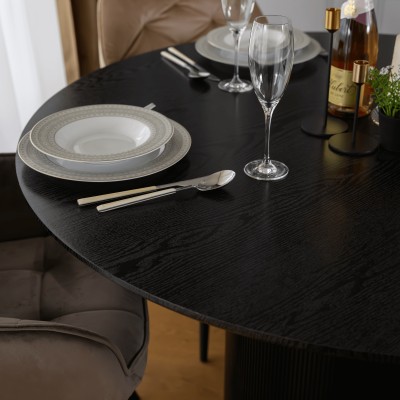 Masă de sufragerie, neagră, diametru 120 cm, MAHIR TIP 2