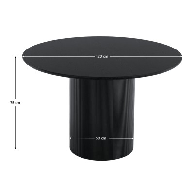 Masă de sufragerie, neagră, diametru 120 cm, MAHIR TIP 2