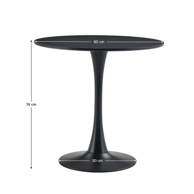 Masă de sufragerie, negru, diametru 80 cm, REVENTON NEW