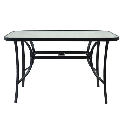 Masă de sufragerie, oţel negru/sticlă securizată, DEMAT NEW