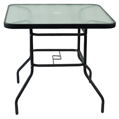 Masă de sufragerie, oţel negru/sticlă securizată, DEMAT NEW TYP 2