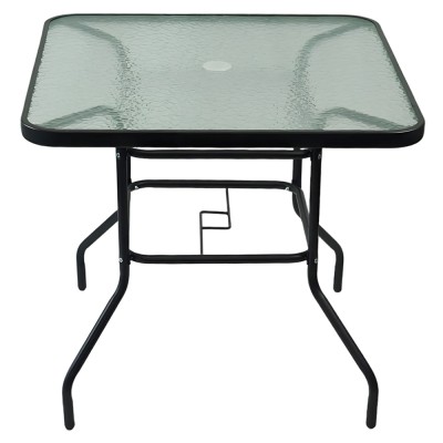 Masă de sufragerie, oţel negru/sticlă securizată, DEMAT NEW TYP 2