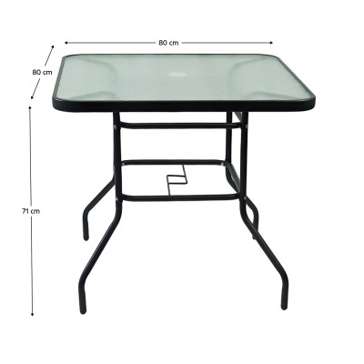 Masă de sufragerie, oţel negru/sticlă securizată, DEMAT NEW TYP 2