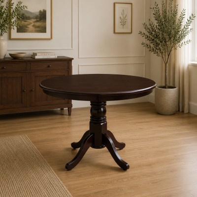 Masă de sufragerie, rotundă, castanie, diametru 106 cm, TABLOS NEW