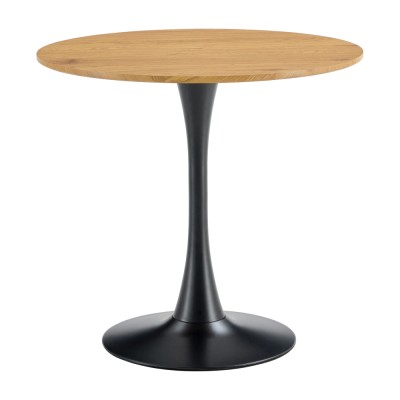Masă de sufragerie, stejar/negru, diametru 80 cm, REVENTON NEW