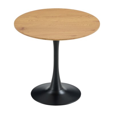 Masă de sufragerie, stejar/negru, diametru 80 cm, REVENTON NEW