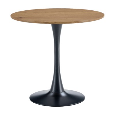 Masă de sufragerie, stejar/negru, diametru 80 cm, REVENTON NEW