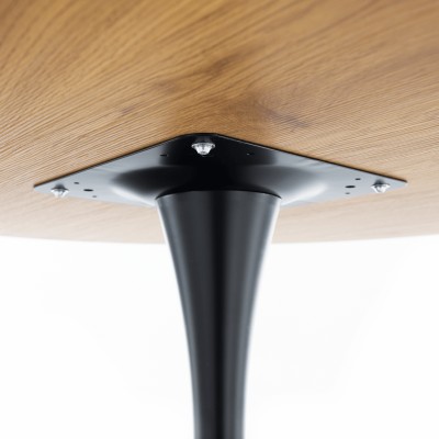 Masă de sufragerie, stejar/negru, diametru 80 cm, REVENTON NEW